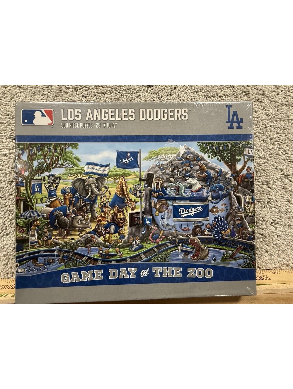 MLB Los Angeles Dodgers Puzzle 500 Piece - Game Day At The Zoo- New Sealed